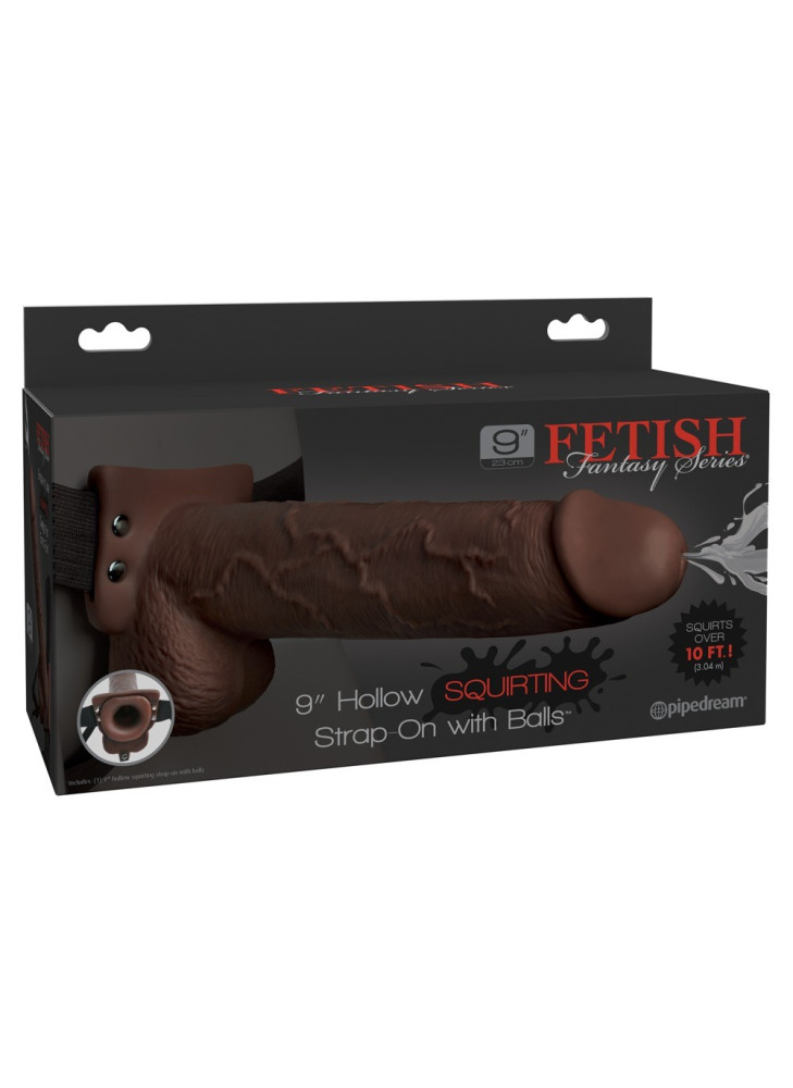 9" Hollow Squirting Strap-on with Balls